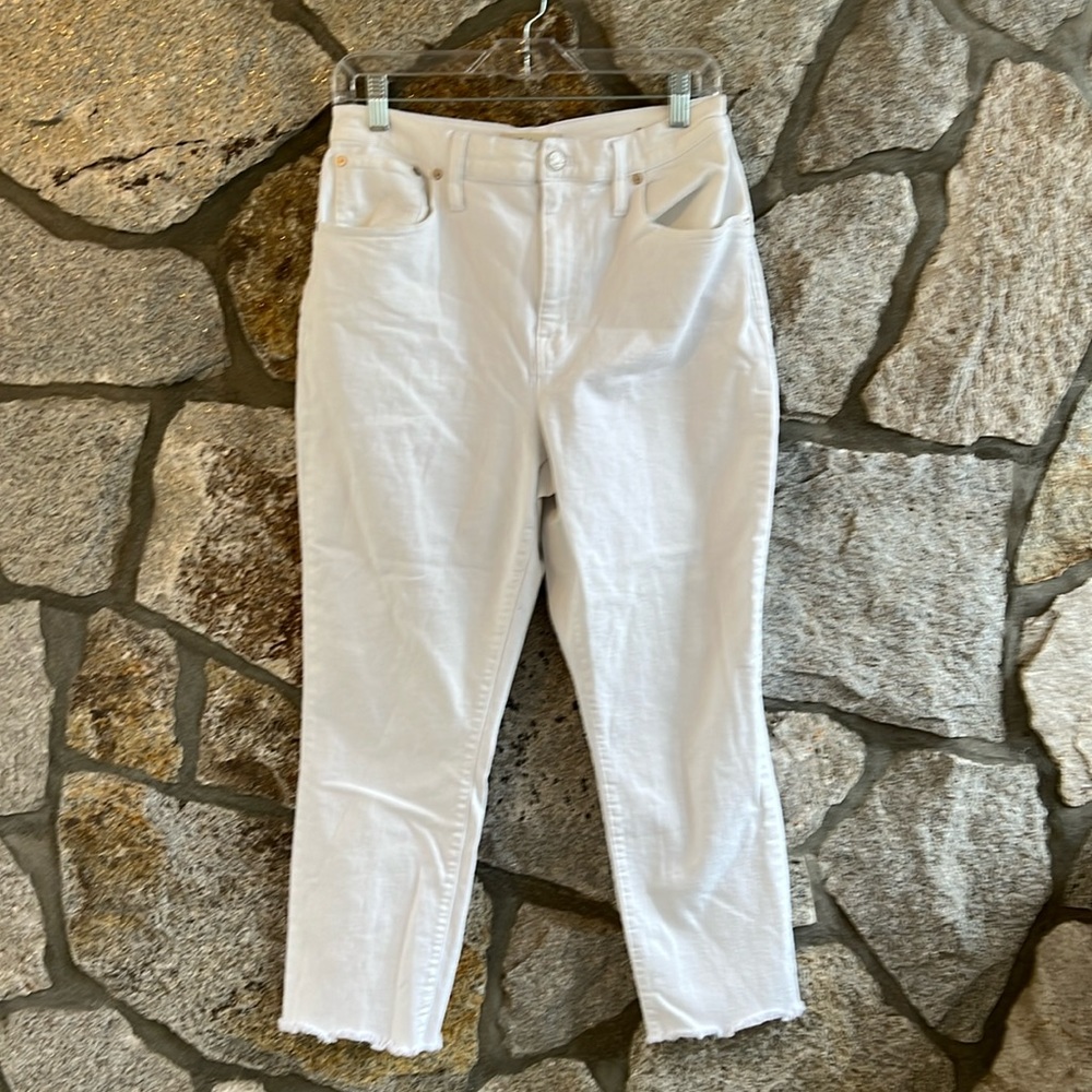 Madewell Fringe Hem White Jeans